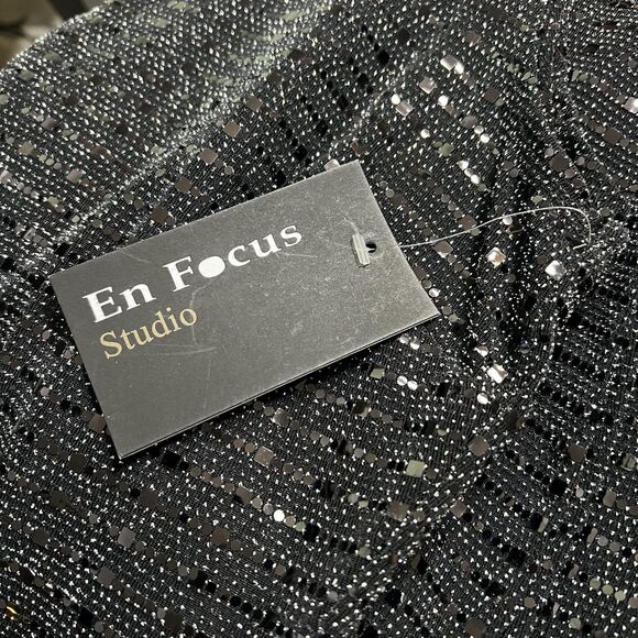 En Focus Studio Dress Womens 10 Black Silver Sequin Mock Neck Keyhole Cocktail - Picture 9 of 12